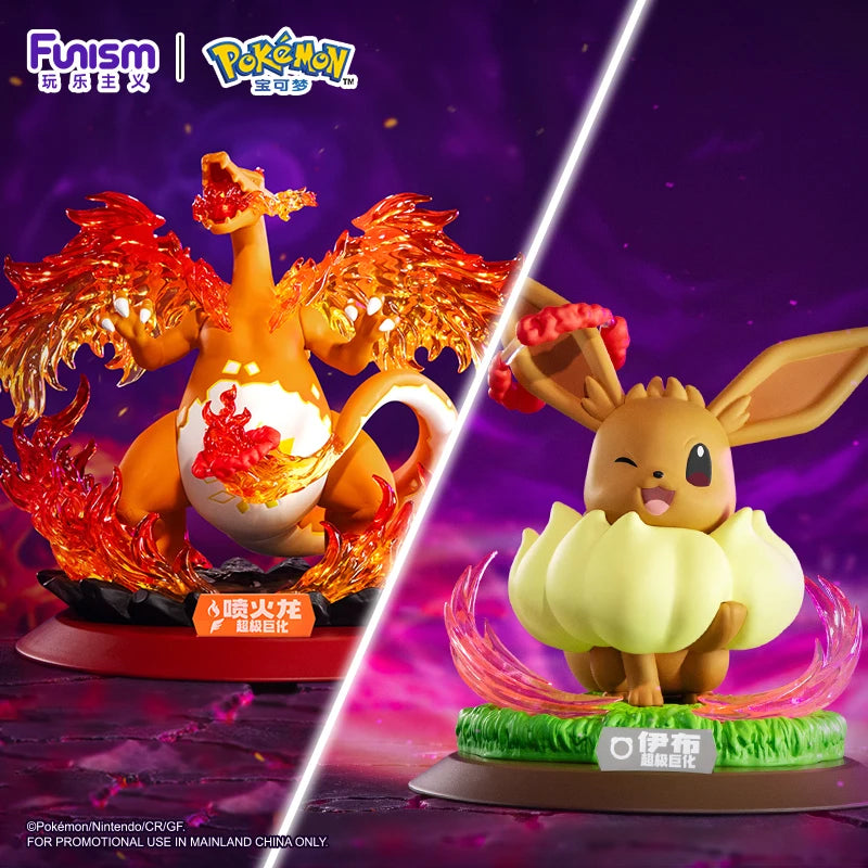 Genuine Pokemon Gigantamax Charizard and Gigantamax Eevee PVC Action Figures