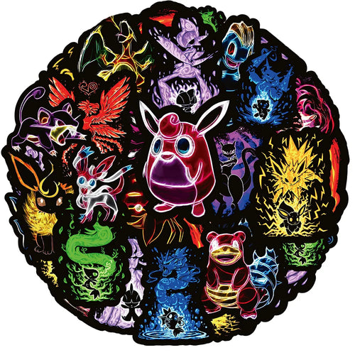 10/30/50/100pcs Neon Pokemon Stickers