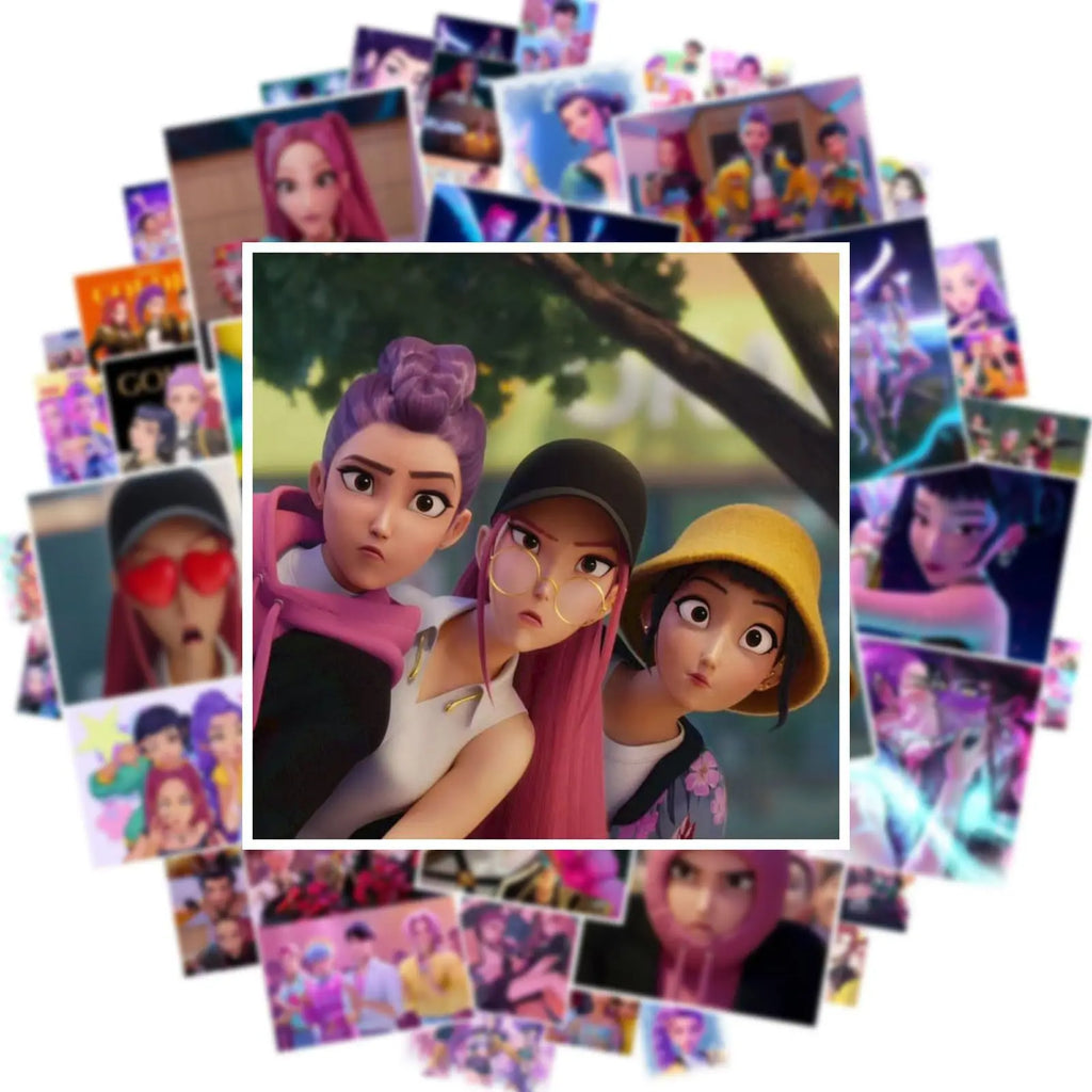 50PCS Cute Kpop Movie Demon Hunters, Huntrix, Saja Boys and Derpy Tiger Stickers  - Waterproof