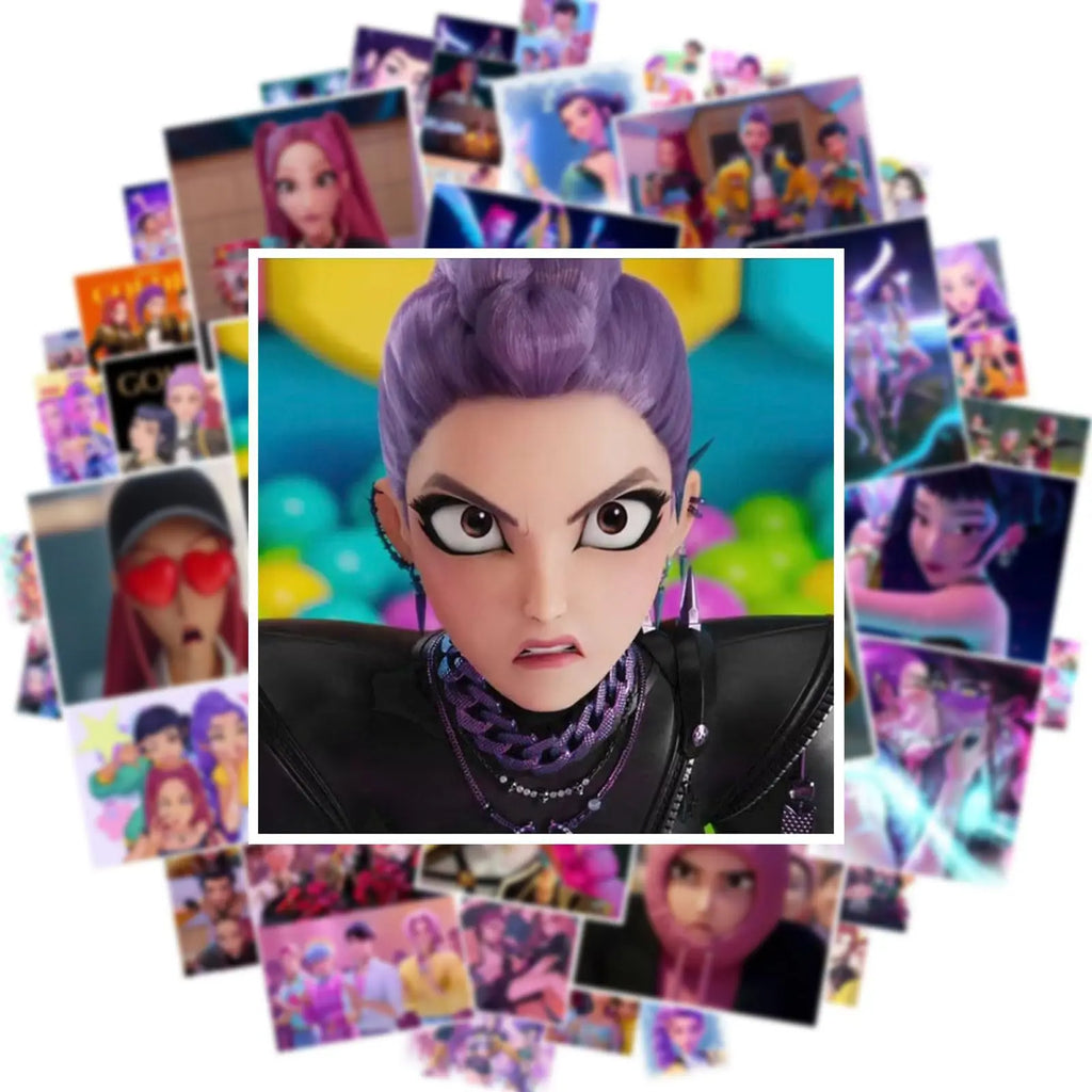 50PCS Cute Kpop Movie Demon Hunters, Huntrix, Saja Boys and Derpy Tiger Stickers  - Waterproof
