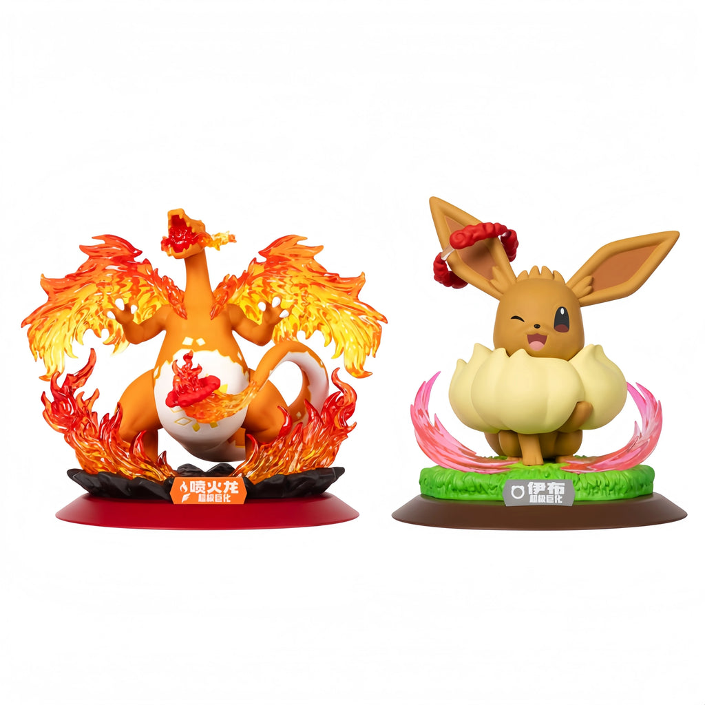 Genuine Pokemon Gigantamax Charizard and Gigantamax Eevee PVC Action Figures