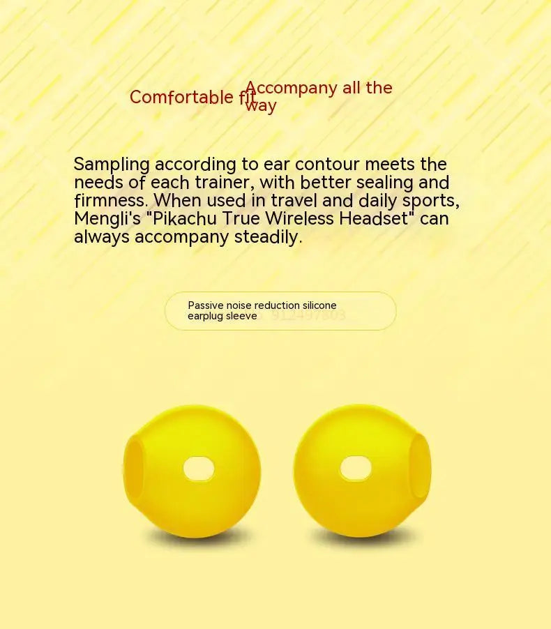 Pokemon Pikachu Earphones 5.0 Wireless Bluetooth Sport Noise Reduction Headphones Touch Control Microphone Universal Gift