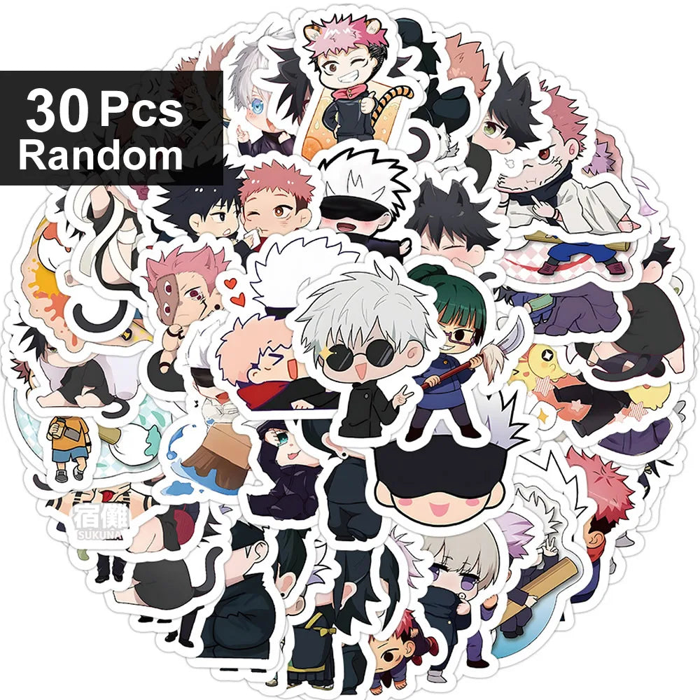 30/60/180pcs Jujutsu Kaisen Cute Anime Stickers