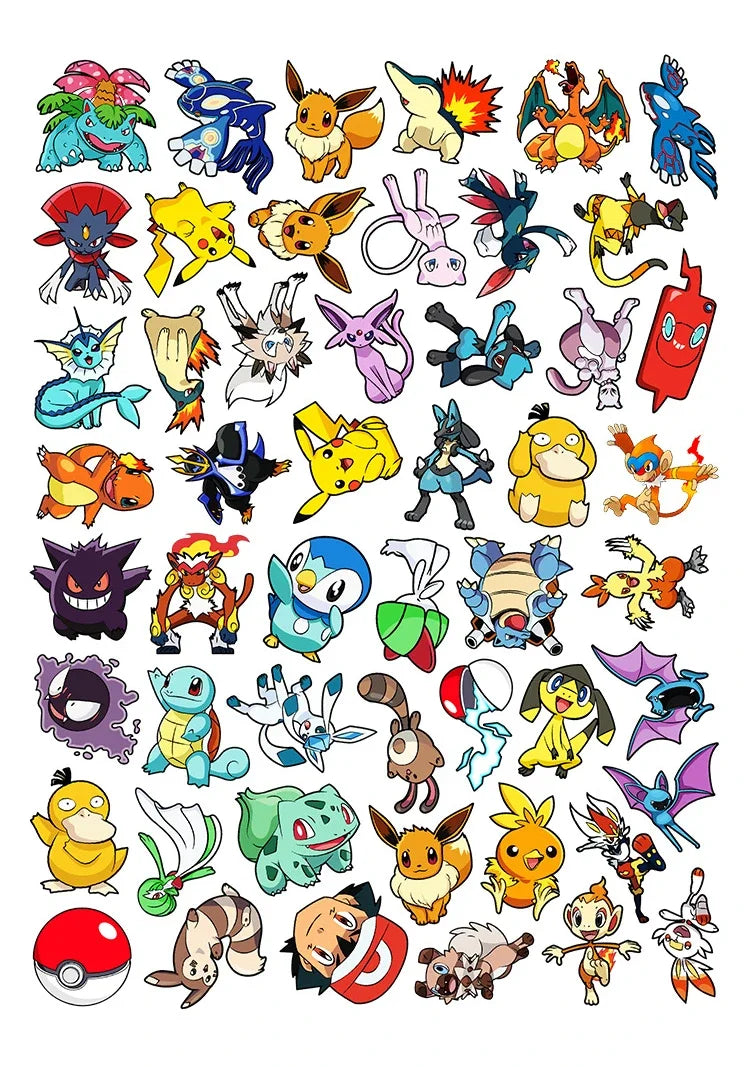 50pcs Pokemon Anime Stickers