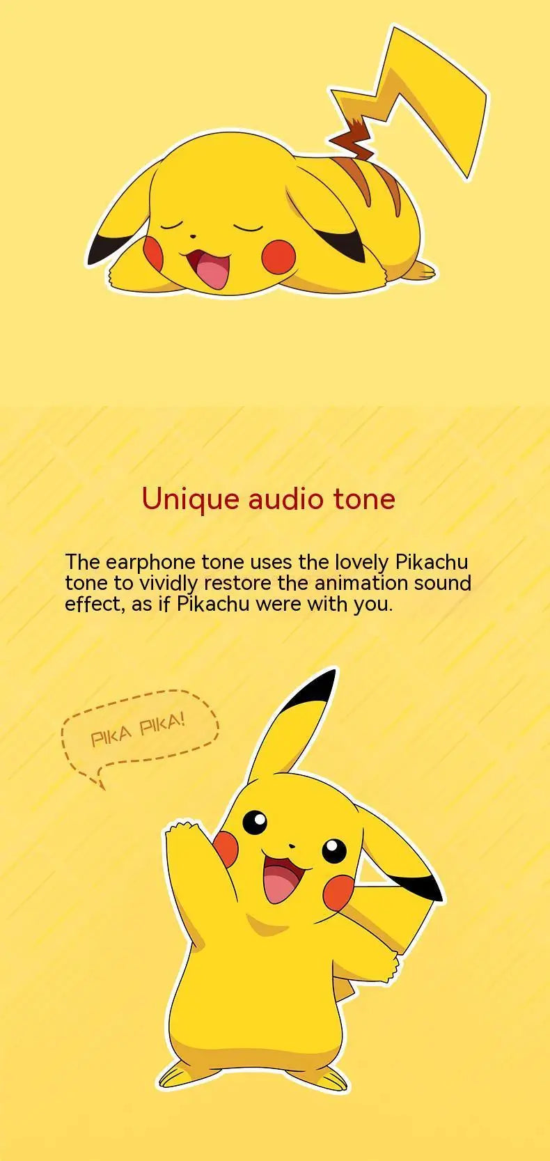 Pokemon Pikachu Earphones 5.0 Wireless Bluetooth Sport Noise Reduction Headphones Touch Control Microphone Universal Gift