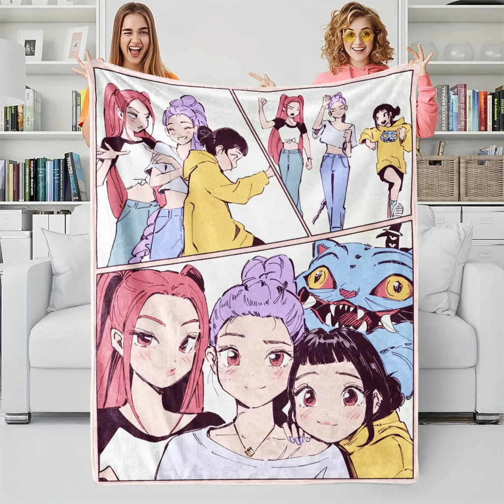 K-Pop Demon Hunters Anime Blanket Ultra Soft Plush Throw For Girls and Boys