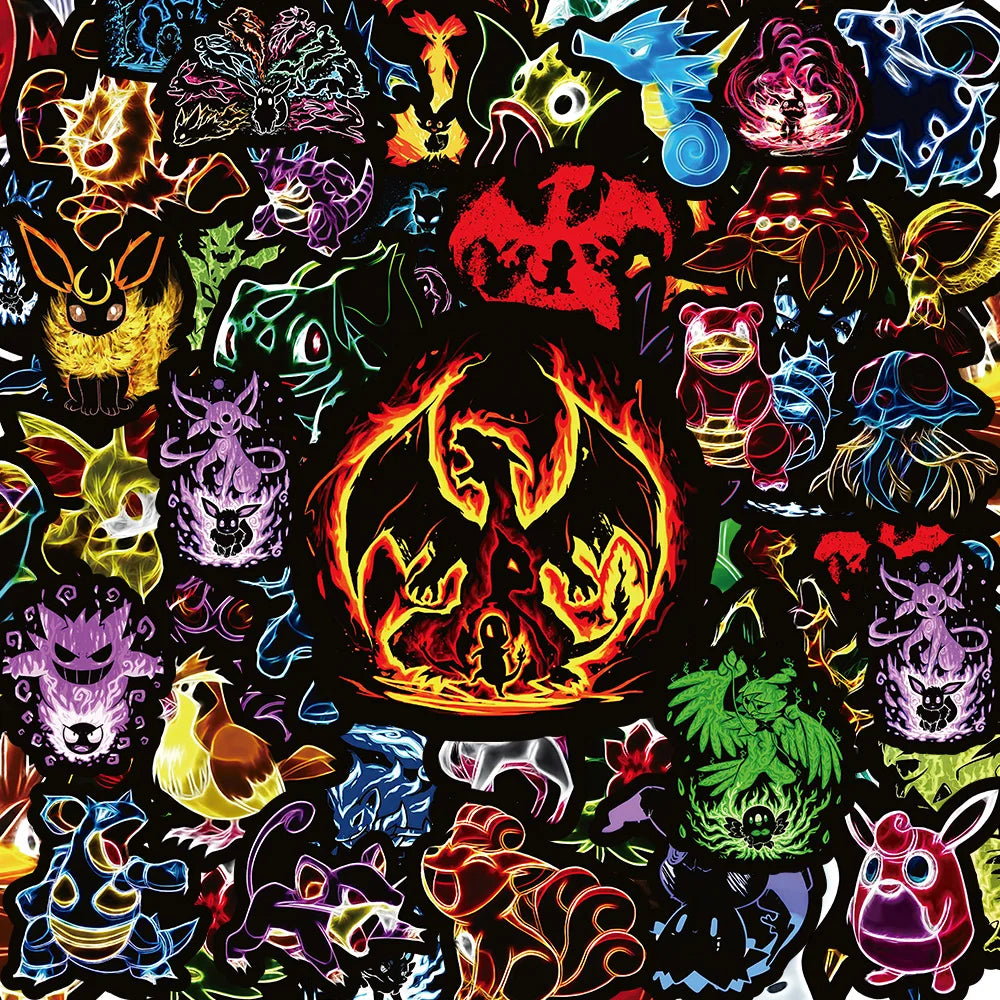 10/30/50/100pcs Neon Pokemon Stickers