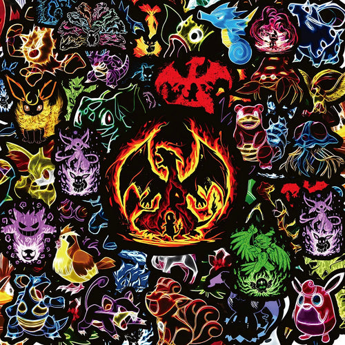 10/30/50/100pcs Neon Pokemon Stickers