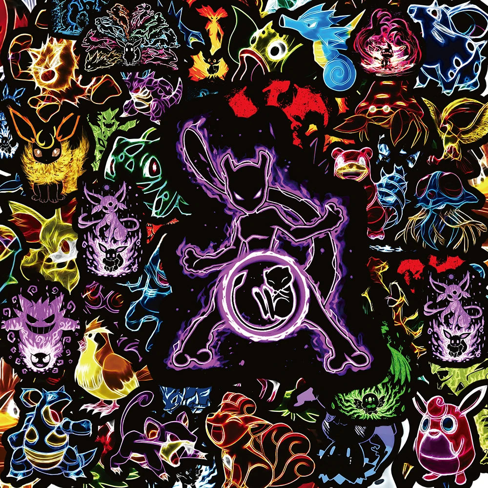 10/30/50/100pcs Neon Pokemon Stickers