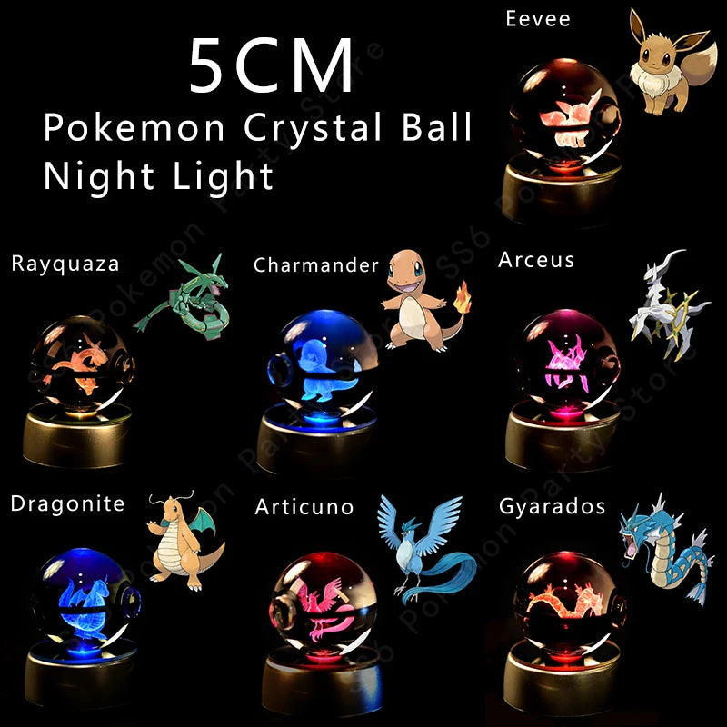 Pokemon 3D Led Crystal Ball Night Light