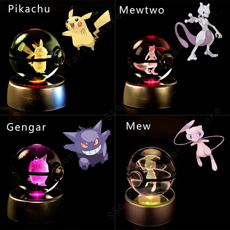 Pokemon 3D Led Crystal Ball Night Light