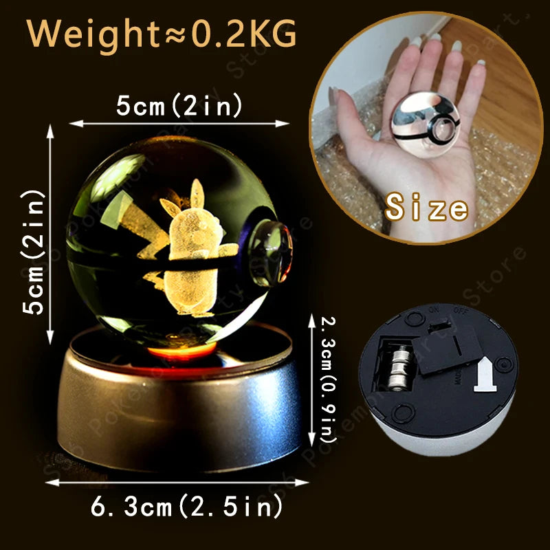 Pokemon 3D Led Crystal Ball Night Light