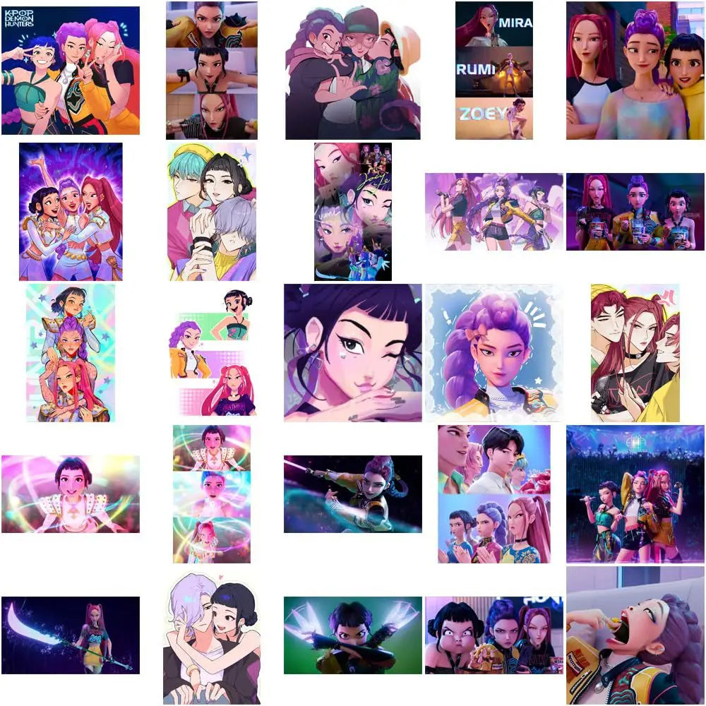 50PCS Cute Kpop Movie Demon Hunters, Huntrix, Saja Boys and Derpy Tiger Stickers  - Waterproof