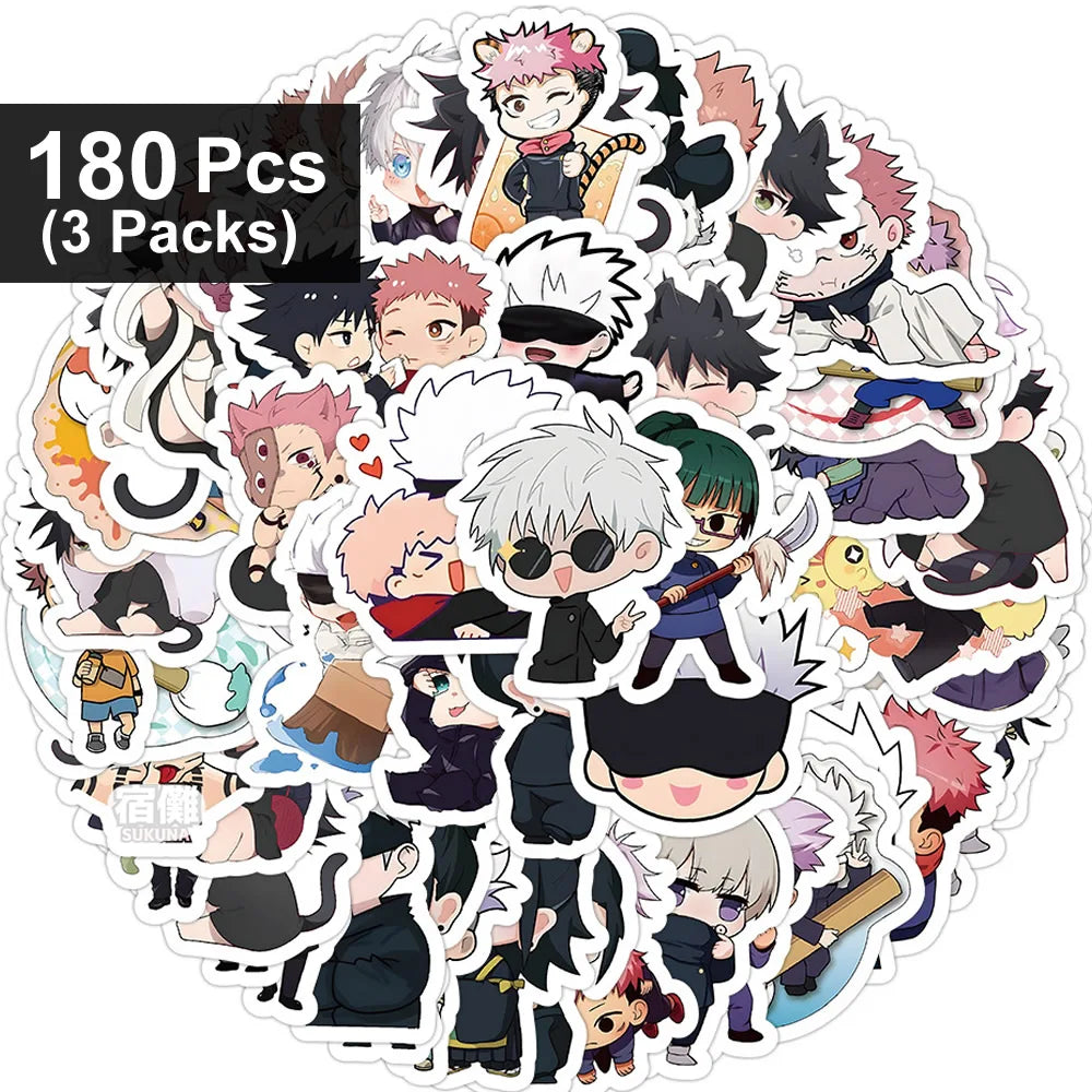 30/60/180pcs Jujutsu Kaisen Cute Anime Stickers