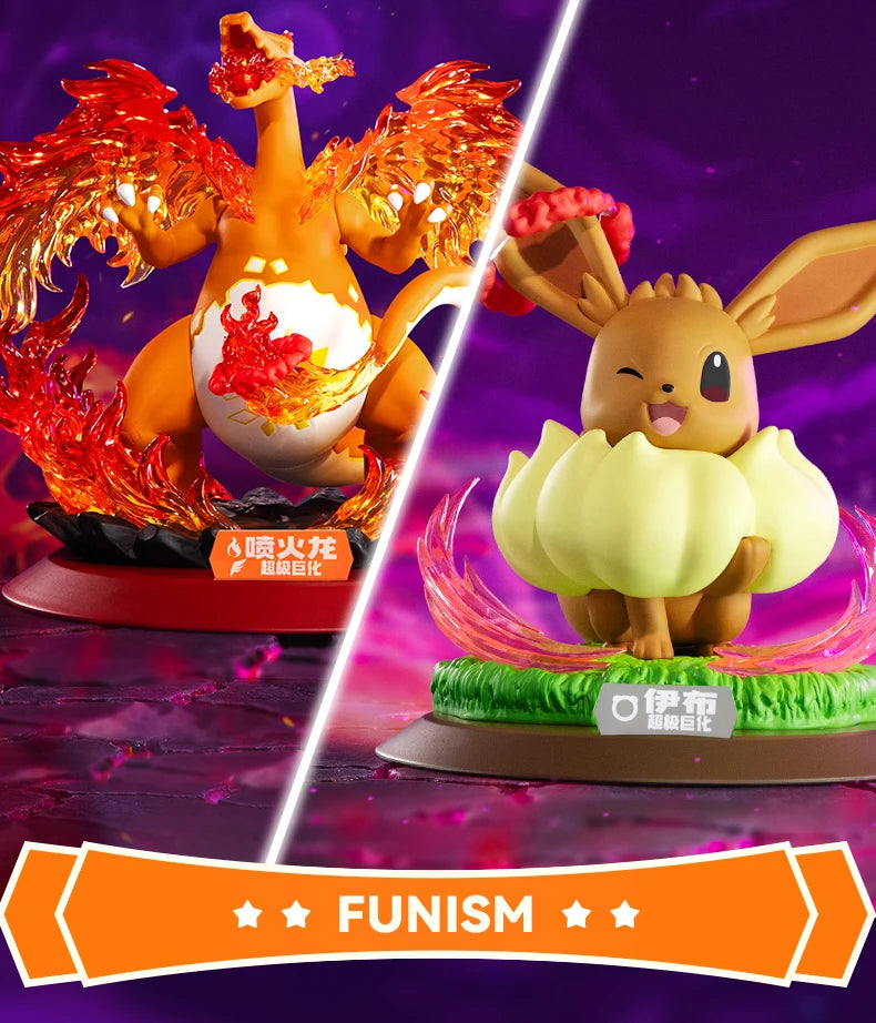 Genuine Pokemon Gigantamax Charizard and Gigantamax Eevee PVC Action Figures