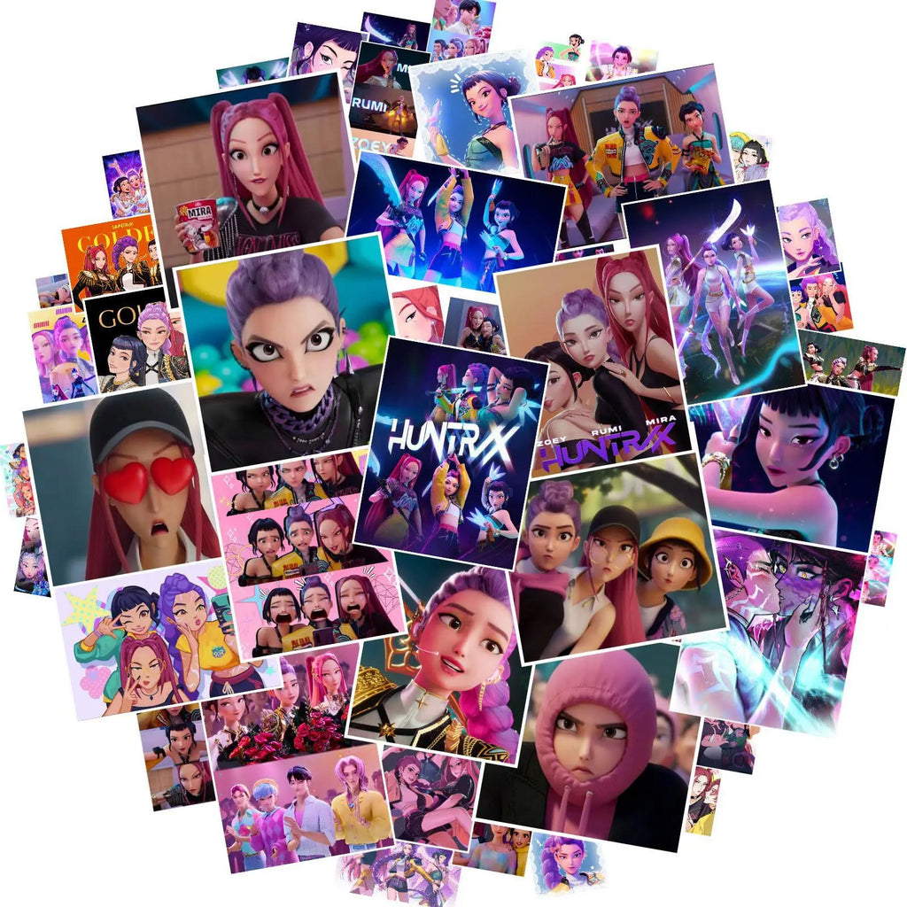 50PCS Cute Kpop Movie Demon Hunters, Huntrix, Saja Boys and Derpy Tiger Stickers  - Waterproof