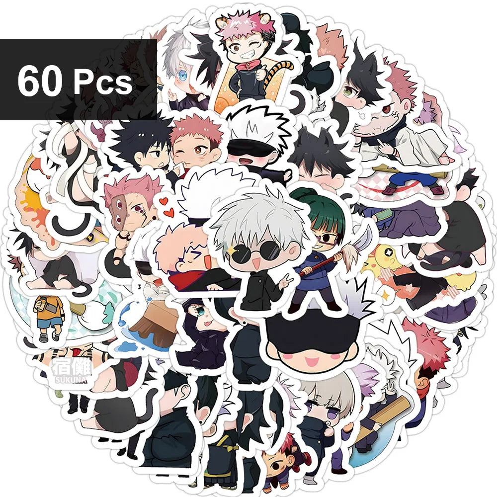 30/60/180pcs Jujutsu Kaisen Cute Anime Stickers
