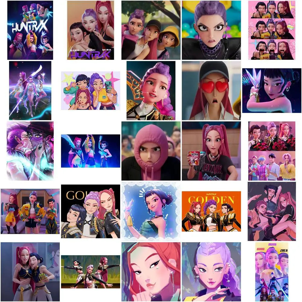 50PCS Cute Kpop Movie Demon Hunters, Huntrix, Saja Boys and Derpy Tiger Stickers  - Waterproof