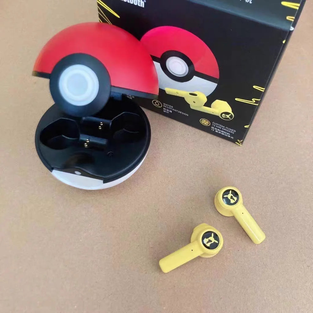 Pokemon Pikachu Earphones 5.0 Wireless Bluetooth Sport Noise Reduction Headphones Touch Control Microphone Universal Gift