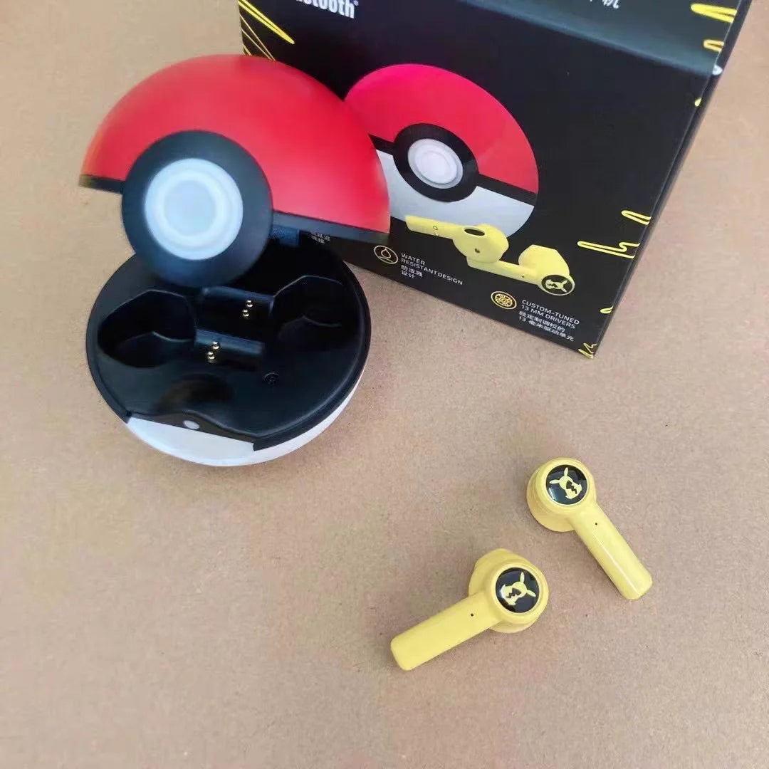 Pokemon Pikachu Earphones 5.0 Wireless Bluetooth Sport Noise Reduction Headphones Touch Control Microphone Universal Gift